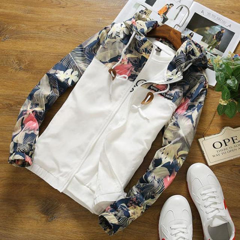 Floral Windbreaker Jacket Slim