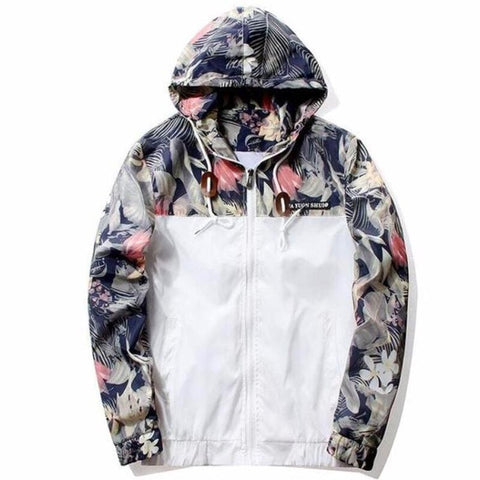 Floral Windbreaker Jacket  white