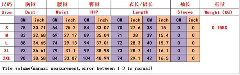 Tropical Babe Swimsuit size chart