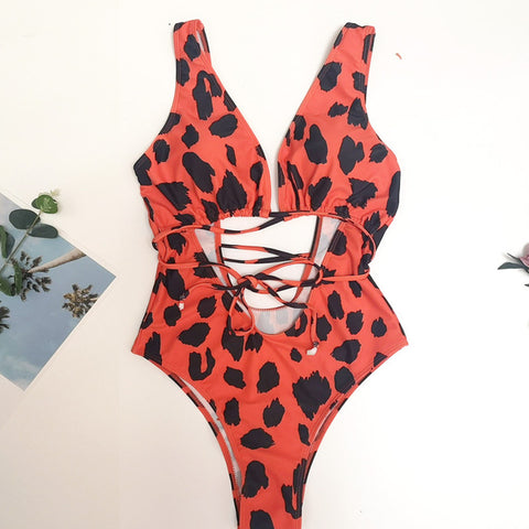 Tye Me Down Animal Print Swimsuit