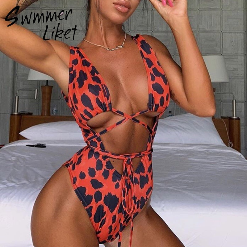 Tye Me Down Animal Print Swimsuit