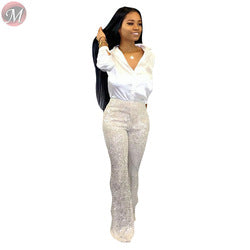 Dazzle Me Sequin Wide Leg Flare Pants