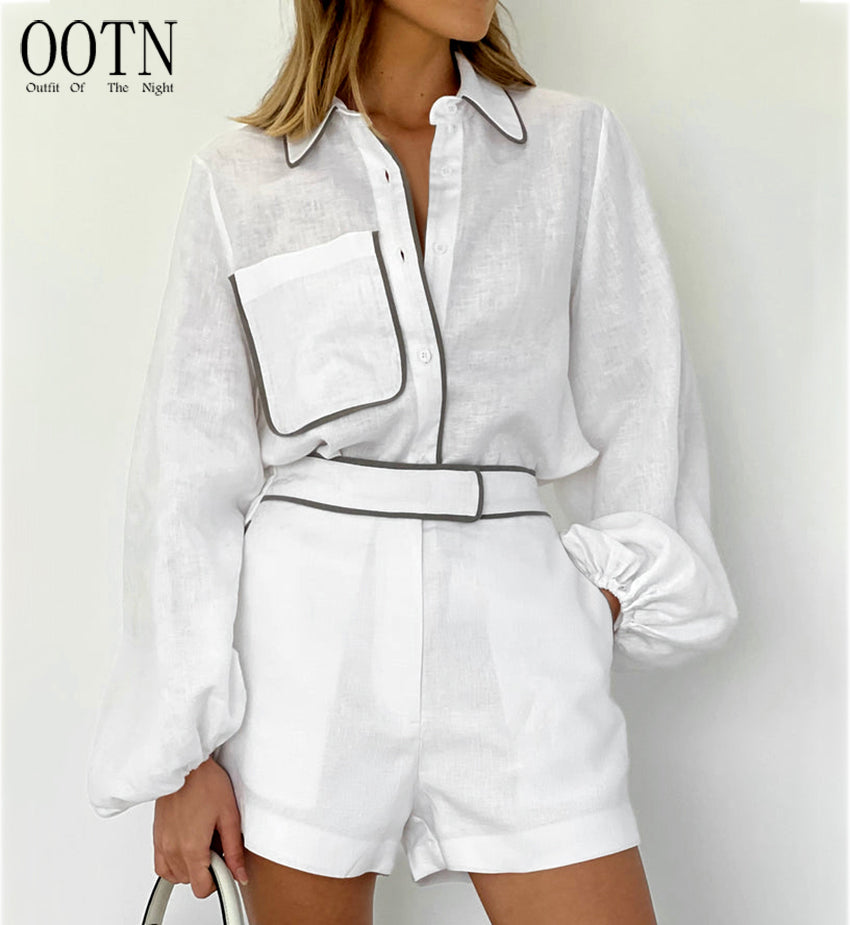 On the Yacht Linen Shorts Set