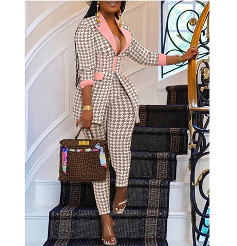 Women Duffy Pink Pants Suit Set