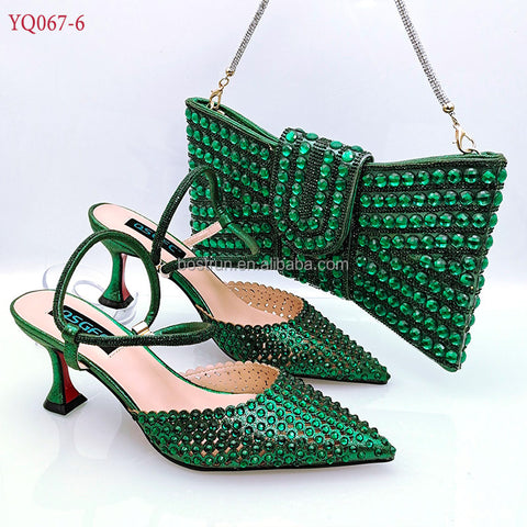 Green Gisella Kitten Heel w/ Matching Bag